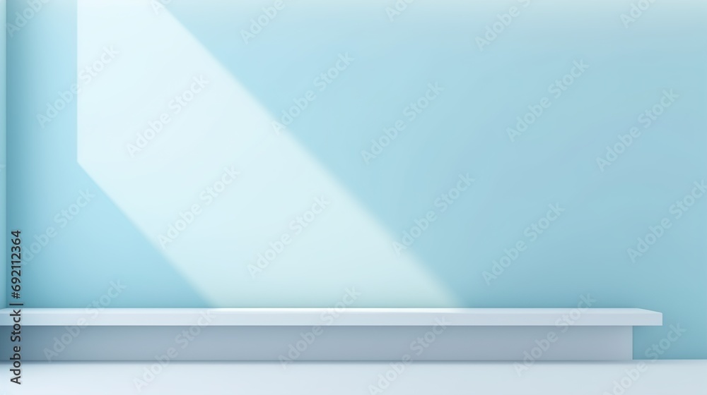 Minimalistic abstract simple light blue background for product presentation with sunny light and intricate shadow on wall.illustration Minimalistic abstract simple light blue background for product presentation with sunny light and intricate shadow on wall.illustration