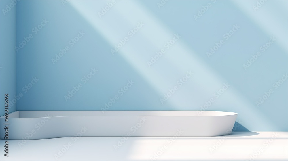 Minimalistic abstract simple light blue background for product presentation with sunny light and intricate shadow on wall.illustration Minimalistic abstract simple light blue background for product presentation with sunny light and intricate shadow on wall.illustration