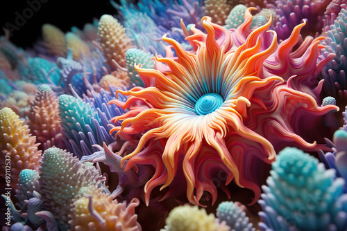 undwater colorful coral. Generative Ai © Shades3d