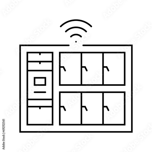 smart lockers autonomous delivery line icon vector. smart lockers autonomous delivery sign. isolated contour symbol black illustration
