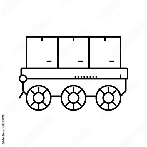 robot fleet autonomous delivery line icon vector. robot fleet autonomous delivery sign. isolated contour symbol black illustration