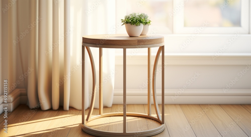 Fototapeta premium sand oak metal end table
