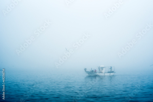 Days of fog and sea mist in the port of Aguilas