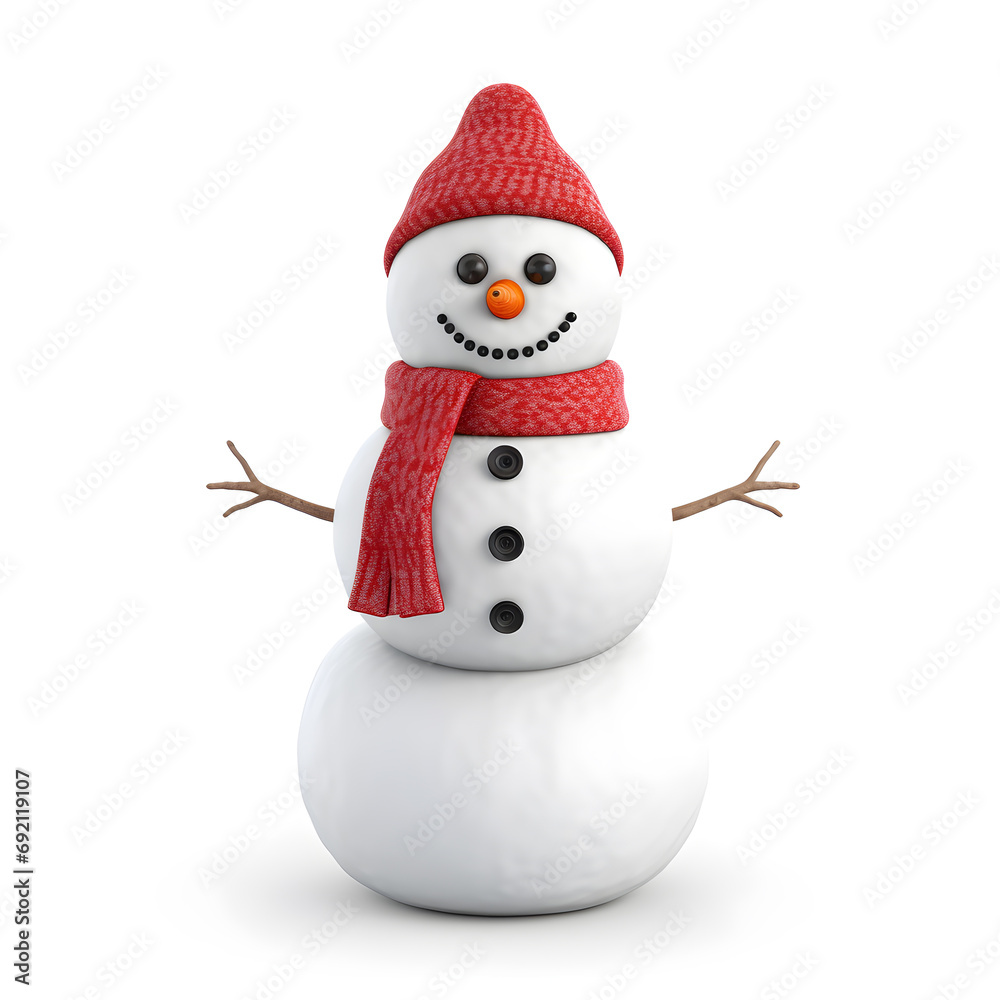 Cute snowman isolated on white background