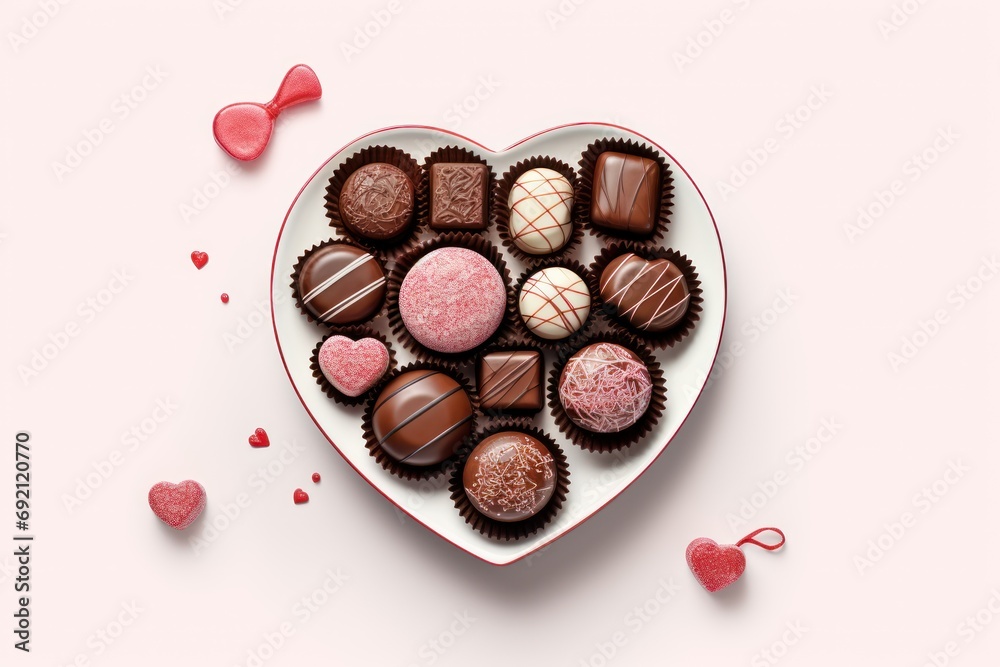 Valentine's day chocolate sweets pack photo realistic illustration. Generative ai image Valentine's day chocolate sweets pack photo realistic illustration. Generative ai image