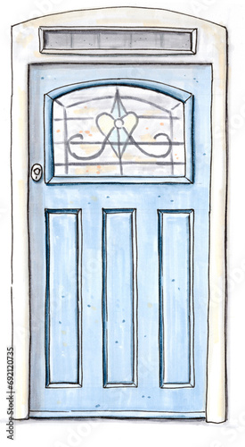 Hand drawn door illustration on white background