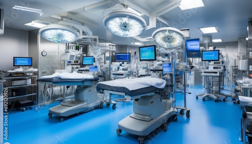 Cutting edge medical equipment and advanced devices in a state of the art operating room