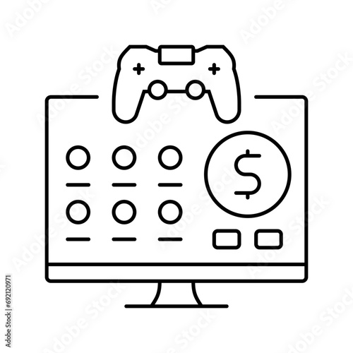 monetization game development line icon vector. monetization game development sign. isolated contour symbol black illustration