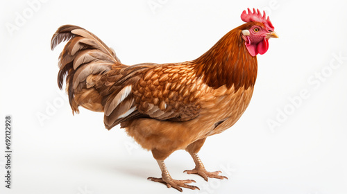 Chicken looking forward full body shot on transparent background cutout
