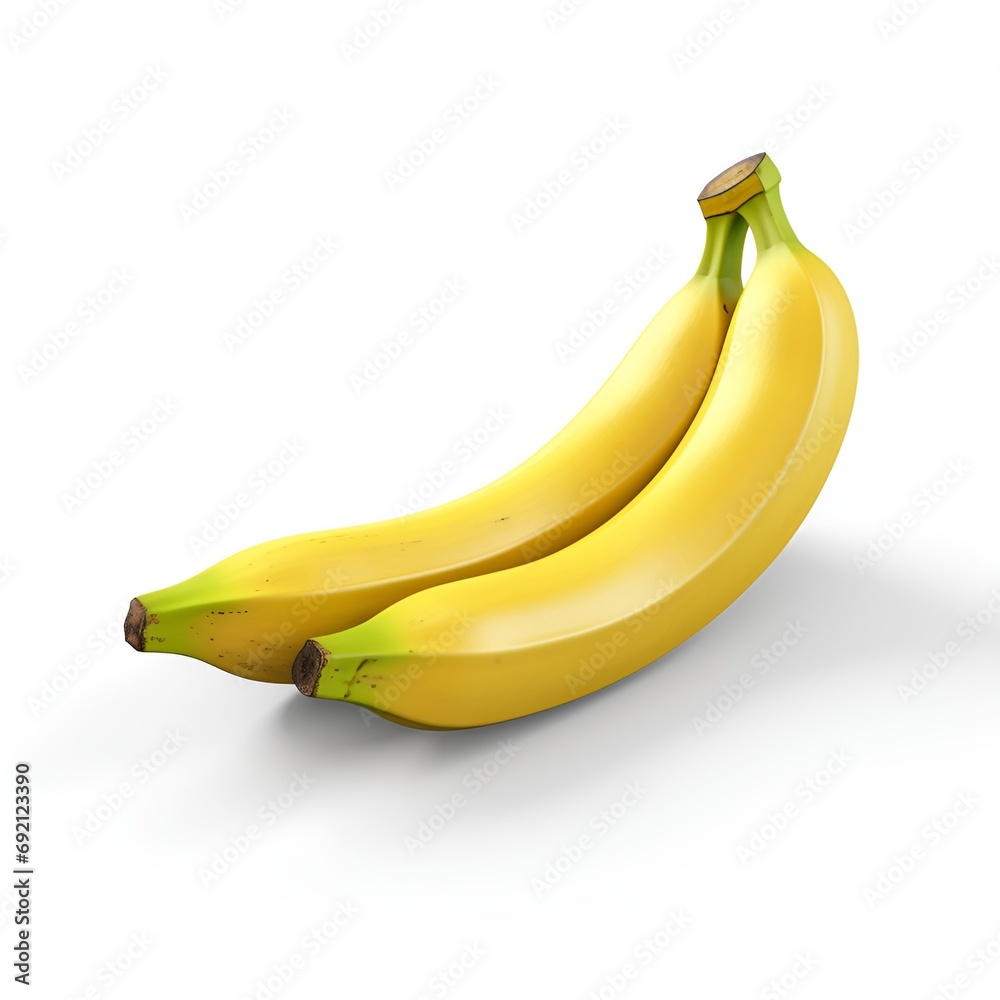 3D Banana Icon on White Background