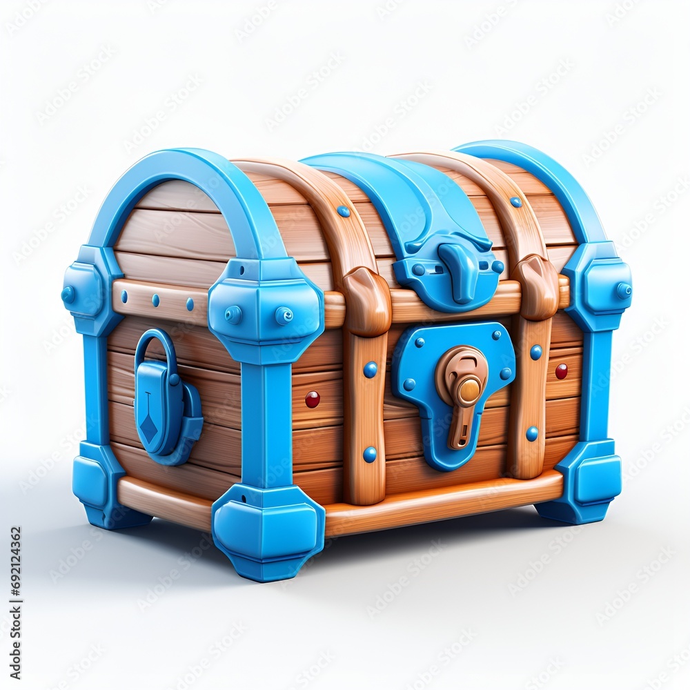 3D Treasure Chest Icon on White Background 3D Treasure Chest Icon on White Background