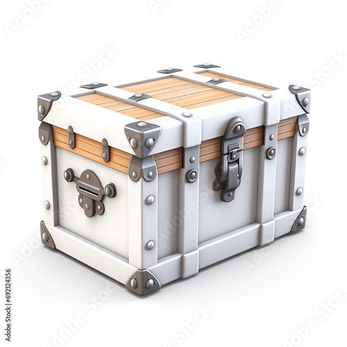 3D Treasure Chest Icon on White Background