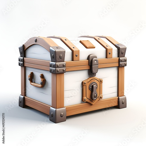3D Treasure Chest Icon on White Background