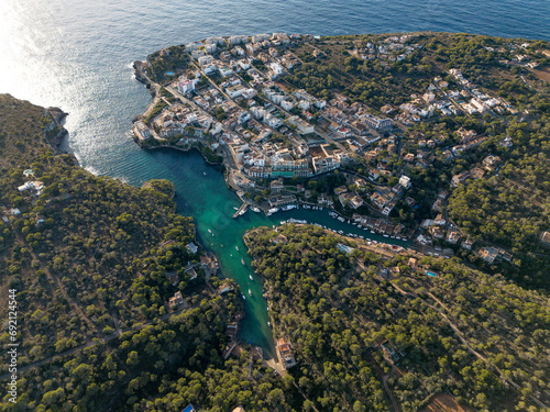 Cala Figuera in Majorca aerial view