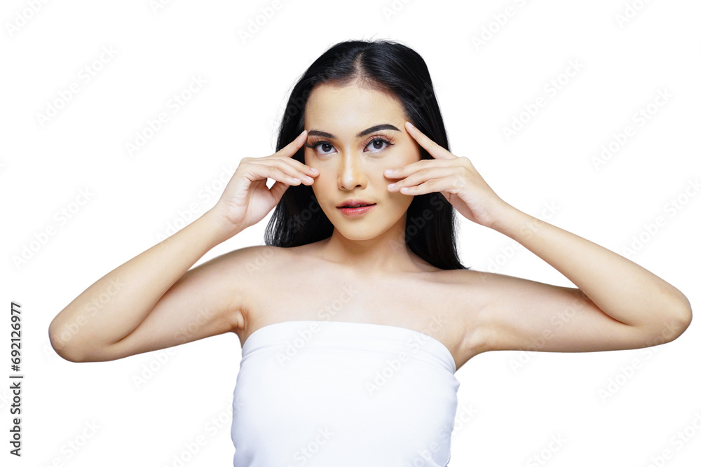 Portraits of beautiful young Asian women eye care isolated transparent Portraits of beautiful young Asian women eye care isolated transparent