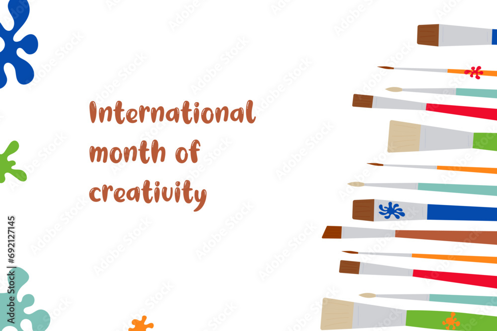 Vector banner template design concept of International Creativity Month observed every January