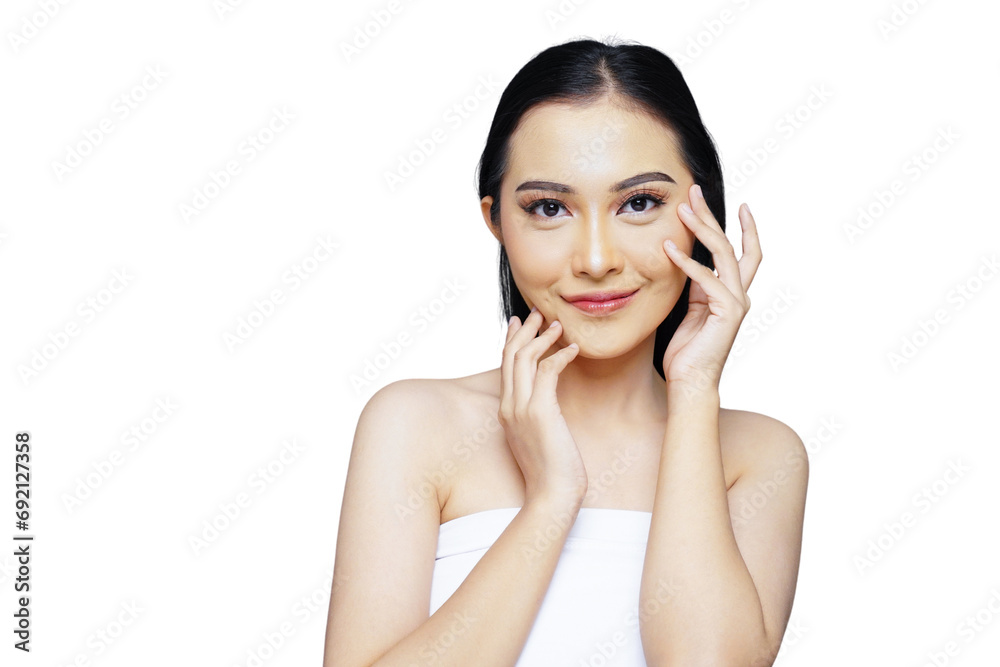 Portrait of beautiful young Asian woman facial treatment isolated transparent Portrait of beautiful young Asian woman facial treatment isolated transparent