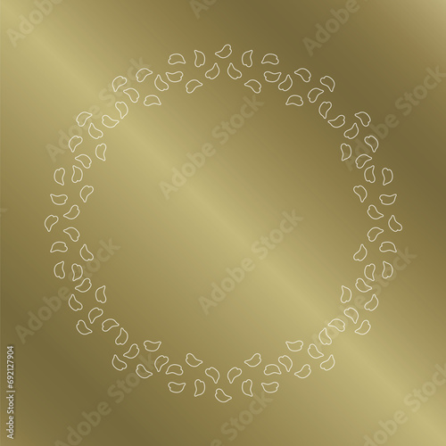 桜をモチーフにした春の飾り枠。高級感あるゴールドのフレームデザイン。字無