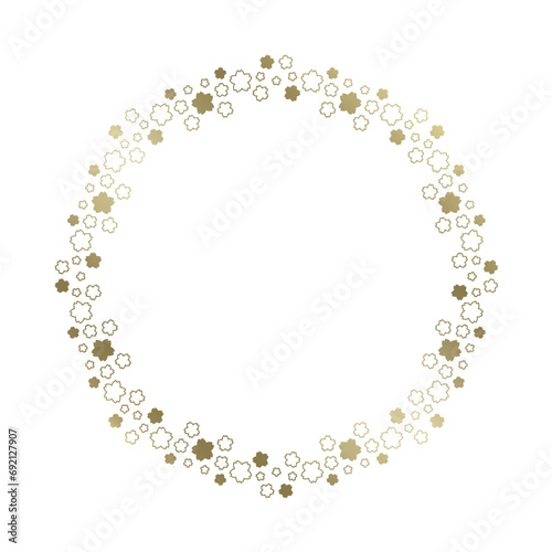 桜をモチーフにした春の飾り枠。高級感あるゴールドのフレームデザイン。字無