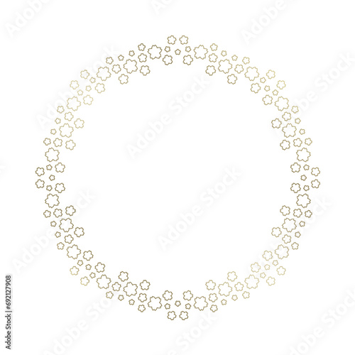 桜をモチーフにした春の飾り枠。高級感あるゴールドのフレームデザイン。字無