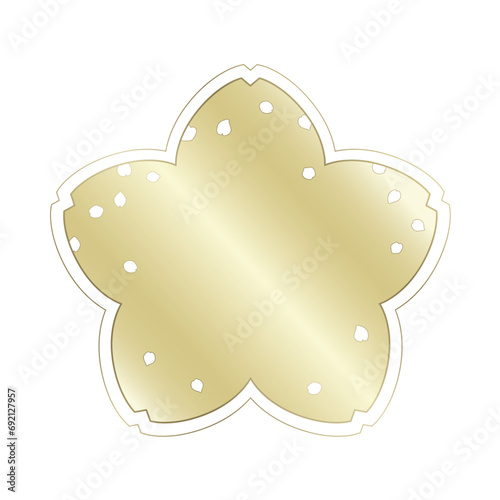 桜をモチーフにした春の飾り枠。高級感あるゴールドのフレームデザイン。字無