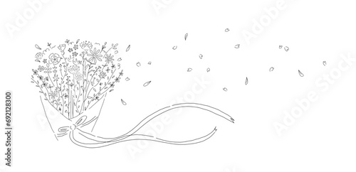 Hand drawn vector illustration of flower bouquet - Simple friendly touch - Greeting message for Winter Holiday Season - corporate, family, friends