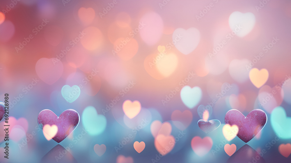 Pale Pink Heart Bokeh on a pale Background Generated AI
