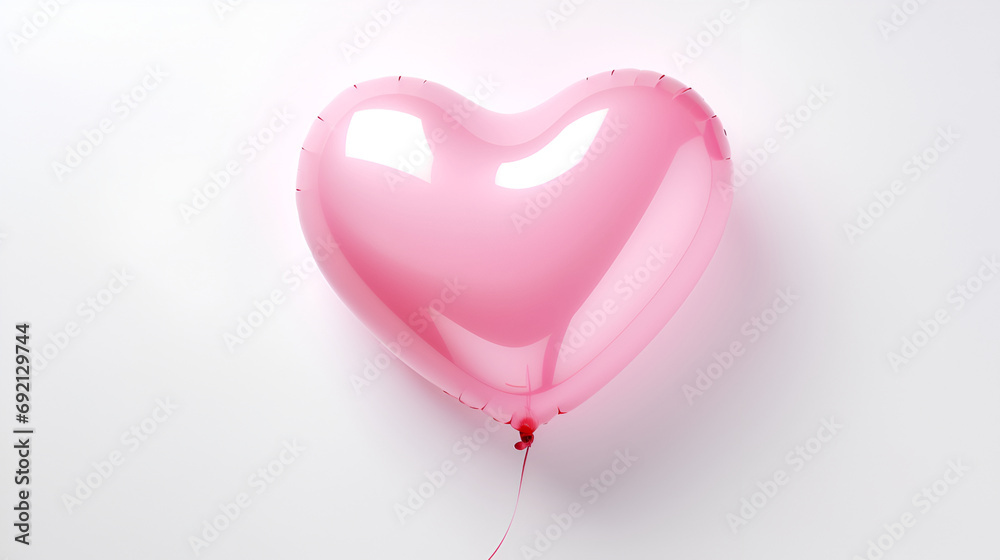 Pink air balloon heart shape on a white background. Concept wedding, valentines day, photo zone, lovers. Generated AI