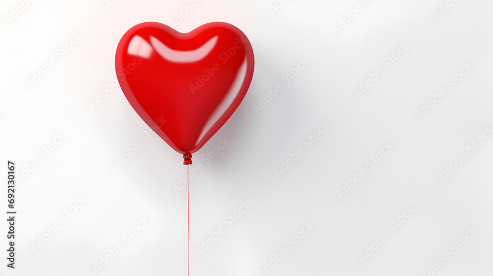 red air balloon heart shape on a white background. Concept wedding, valentines day, photo zone, lovers. Generated AI