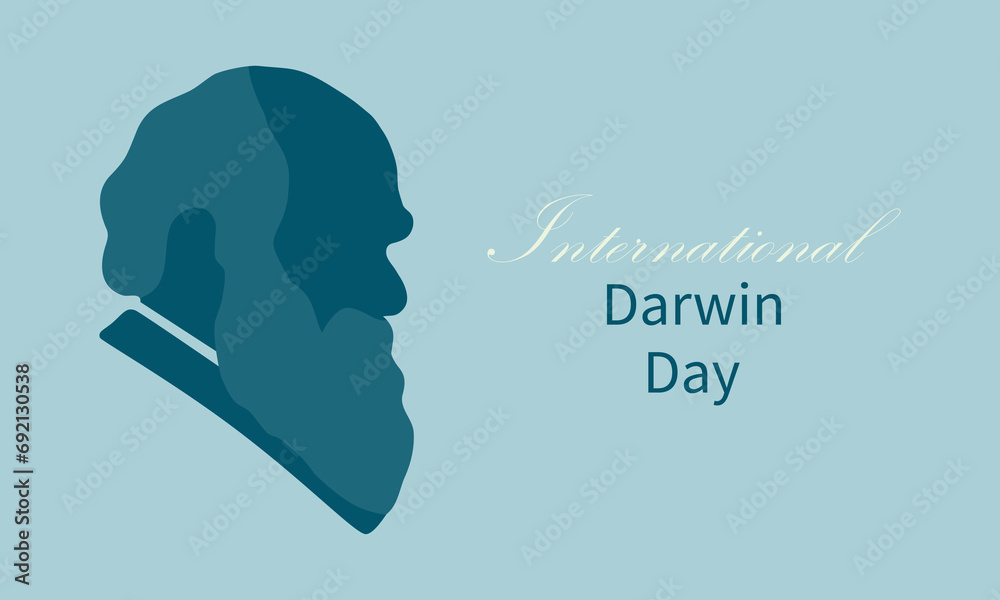 Darwin Day. Silhouette of Darwin on a light background. International Day of Knowledge