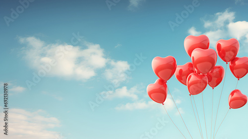 love balloons on blue sky. Generated AI
