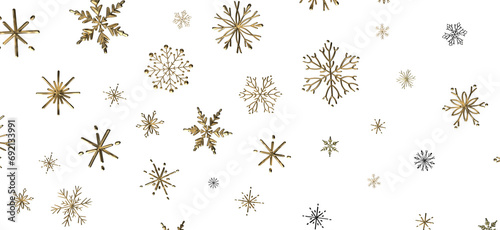 Snowflake Cascade: Mesmerizing 3D Illustration Depicting Descending Christmas Snowflakes