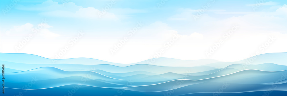 Minimalist abstract ocean banner background with copy space for text. Generative AI. 