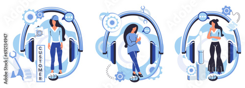 Client support vector illustration. Client support is backbone online business, ensuring satisfaction and feedback In realm technology, client support acts as guiding light, offering advice and aid