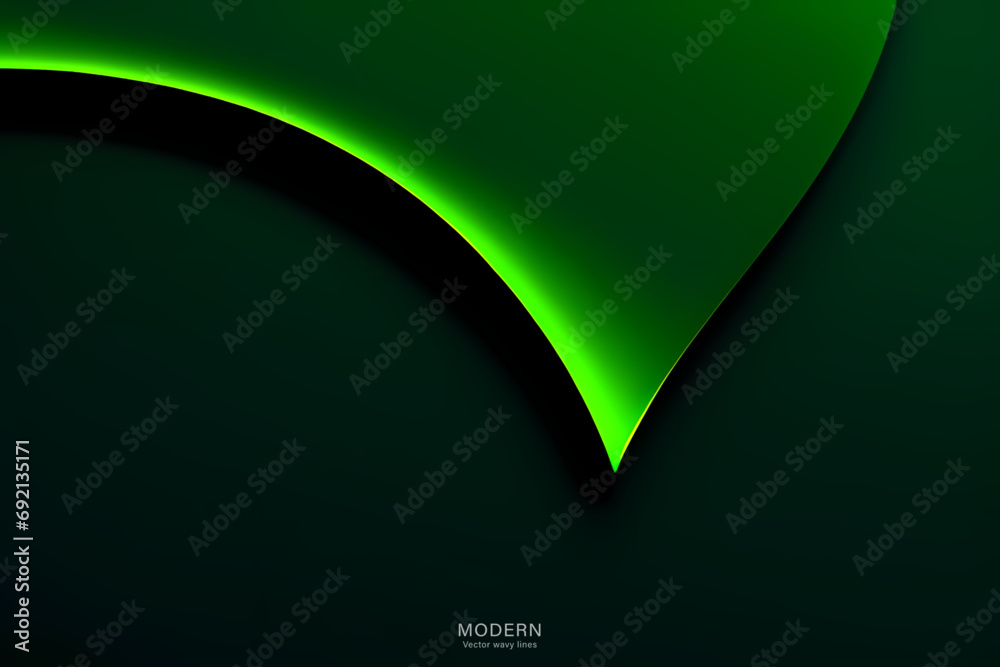 Abstract Dark Green Background. colorful wavy design wallpaper. creative graphic 2 d illustration. trendy fluid cover with dynamic shapes flow.