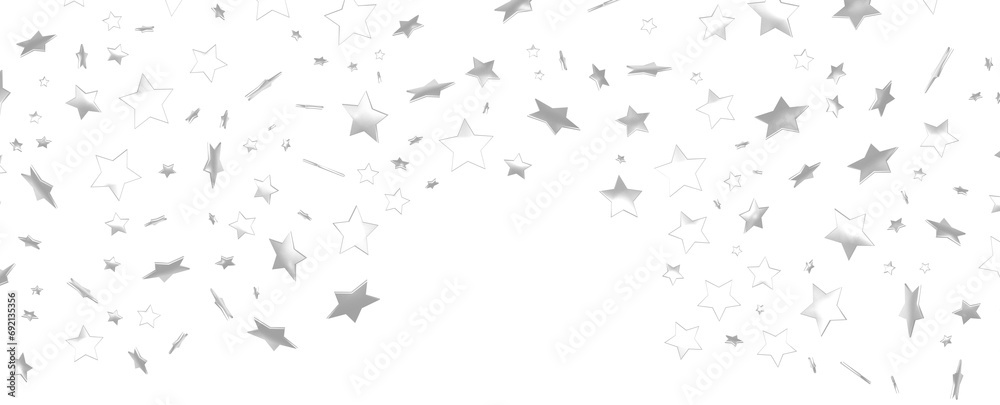 sparkling Christmas confetti falling isolated on white. magic shining flying stars glitter backdrop, sparkle border