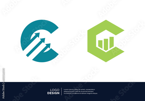 Letter C financial diagram logo design.