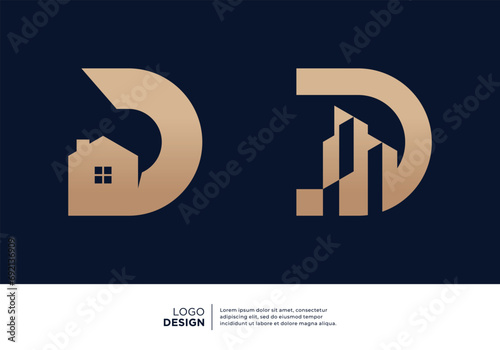 Collection of architectural building letter D logo designs.
