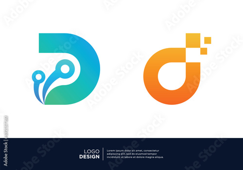 Letter D tech logo design inspiration.