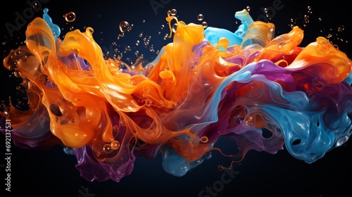 Colourful liquid splashes on a black background. Love these for banners and so much more.