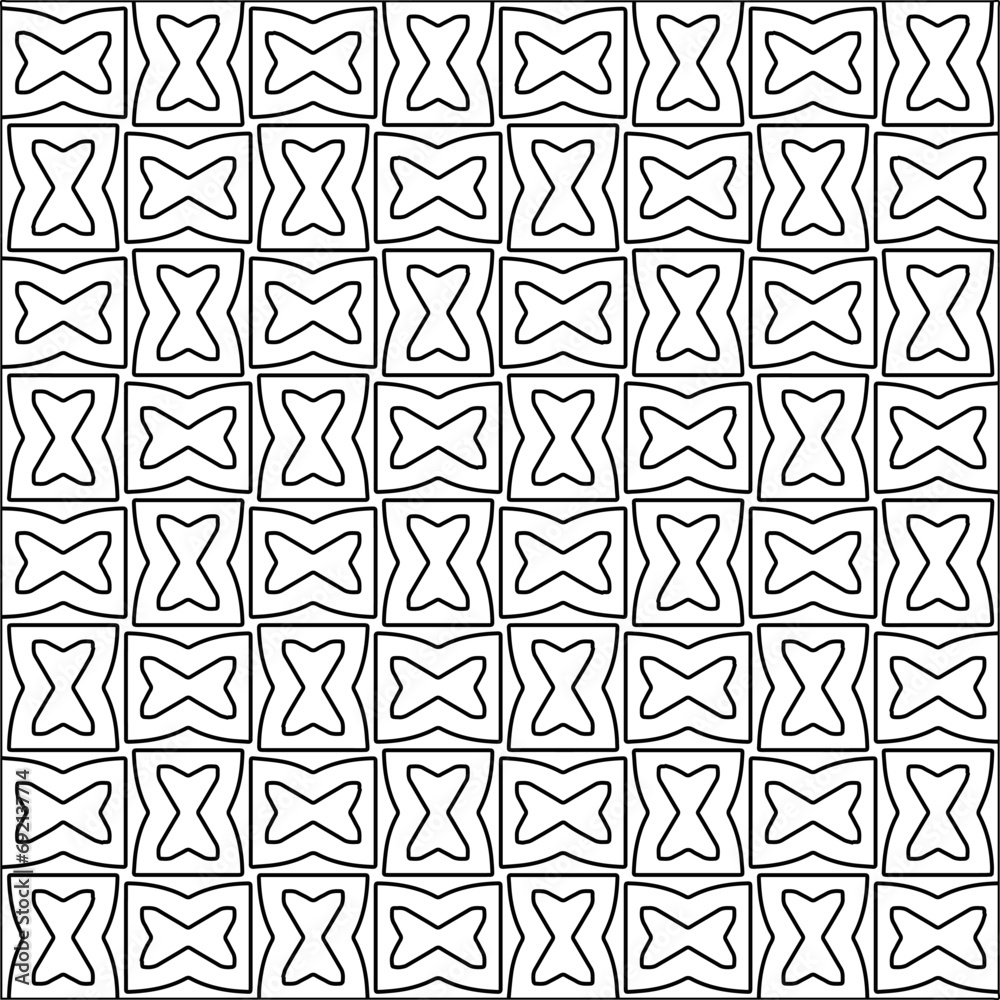 Figures from lines.Black pattern on white wallpaper for web page, textures, card, poster, fabric, textile. Abstract background.Repeating background image.White texture. Lines form shapes. Figures from lines.Black pattern on white wallpaper for web page, textures, card, poster, fabric, textile. Abstract background.Repeating background image.White texture. Lines form shapes.