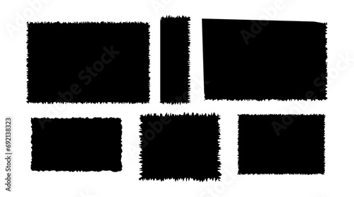 Set of torn paper pieces frames Textured grunge design element collection bundle for collage, text box, banner, sticker