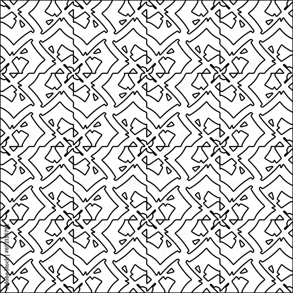 Figures from lines.Black pattern on white wallpaper for web page, textures, card, poster, fabric, textile. Abstract background.Repeating background image.White texture. Lines form shapes.