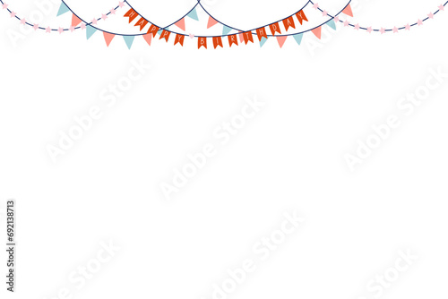 Birthday decorative garland. Happy Birthday message, stars, flags. Bunting garland. Pennant flags decoration. Hand drawn vector illustration.
