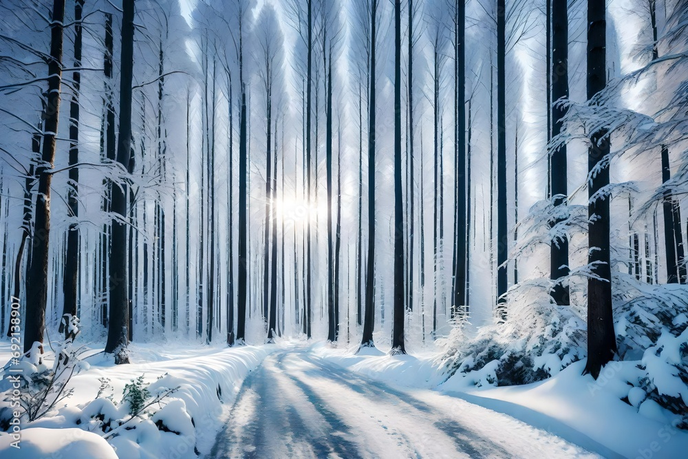 Naklejka premium winter landscape with snow