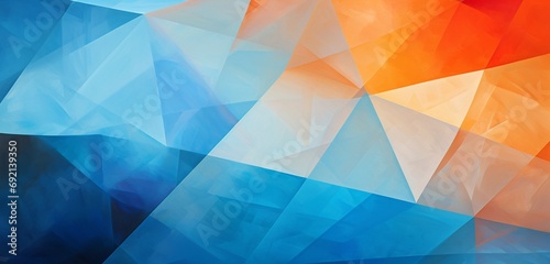Delve into the realm of color trends with an abstract geometric background in orange and blue. 