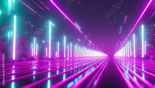 futuristic abstract background motion glow neon in cyberspace 3d render