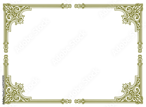 Golden vintage frame with ornament, frame for a text and photo vector illustration