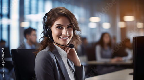 Excellent customer service goes a long way. Portrait of a call centre agent working in an office with her colleagues in the background.