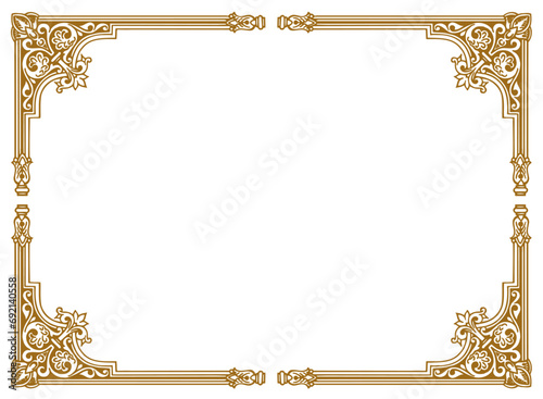 Golden vintage frame with ornament, frame for a text and photo vector illustration